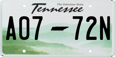 TN license plate A0772N