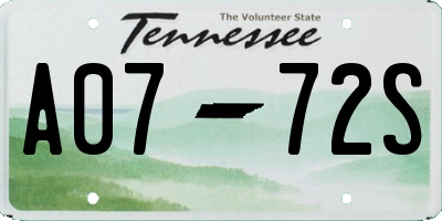 TN license plate A0772S