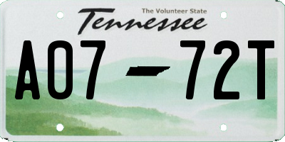 TN license plate A0772T