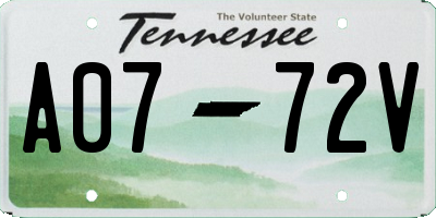 TN license plate A0772V