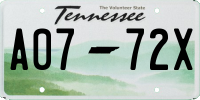 TN license plate A0772X