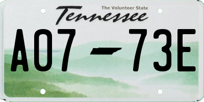 TN license plate A0773E