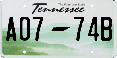 TN license plate A0774B