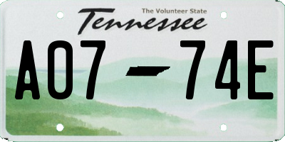 TN license plate A0774E