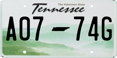 TN license plate A0774G