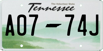 TN license plate A0774J