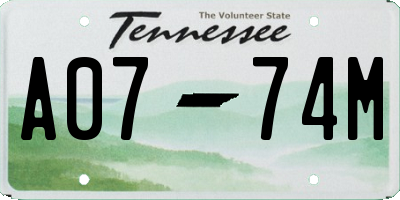 TN license plate A0774M