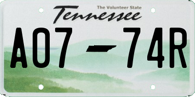 TN license plate A0774R