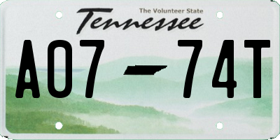 TN license plate A0774T