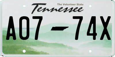 TN license plate A0774X