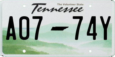 TN license plate A0774Y