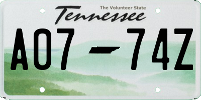 TN license plate A0774Z