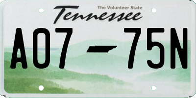 TN license plate A0775N