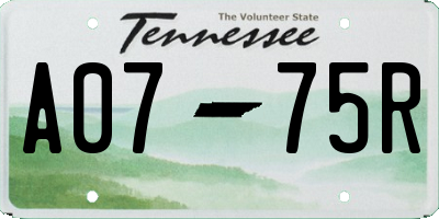 TN license plate A0775R