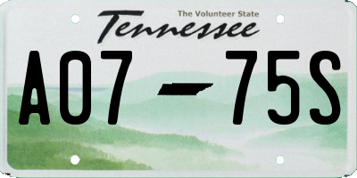 TN license plate A0775S