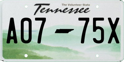 TN license plate A0775X