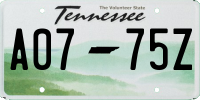 TN license plate A0775Z