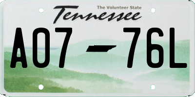 TN license plate A0776L
