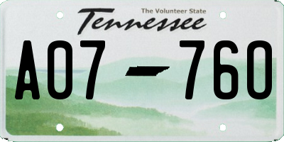TN license plate A0776O