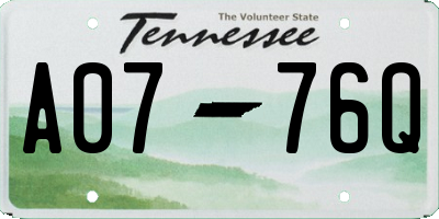 TN license plate A0776Q