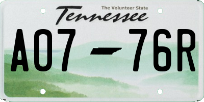 TN license plate A0776R