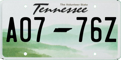 TN license plate A0776Z