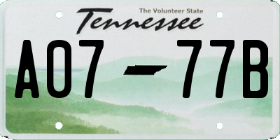 TN license plate A0777B