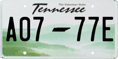 TN license plate A0777E