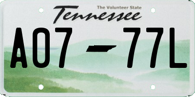 TN license plate A0777L