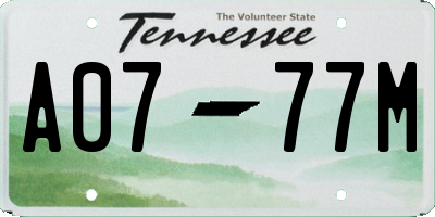 TN license plate A0777M