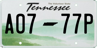 TN license plate A0777P