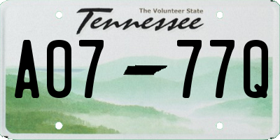 TN license plate A0777Q