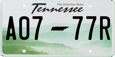 TN license plate A0777R