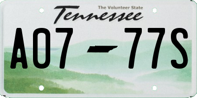 TN license plate A0777S