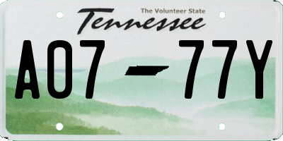 TN license plate A0777Y