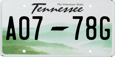 TN license plate A0778G