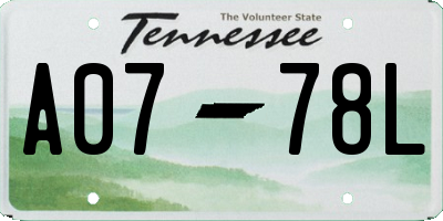 TN license plate A0778L