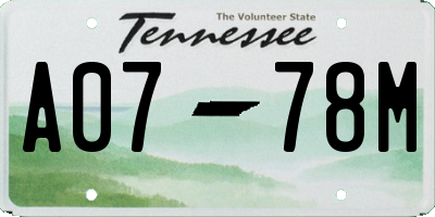 TN license plate A0778M
