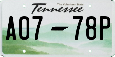 TN license plate A0778P
