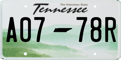 TN license plate A0778R