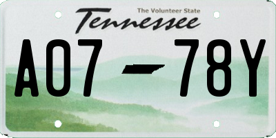 TN license plate A0778Y