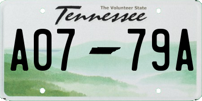 TN license plate A0779A