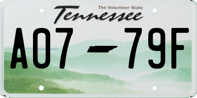 TN license plate A0779F