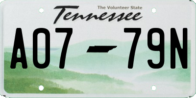 TN license plate A0779N