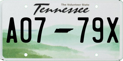TN license plate A0779X
