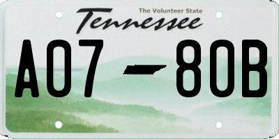 TN license plate A0780B
