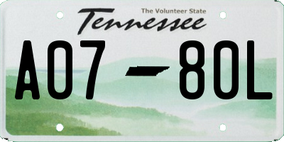 TN license plate A0780L