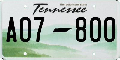 TN license plate A0780O
