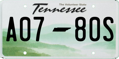TN license plate A0780S