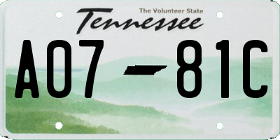 TN license plate A0781C